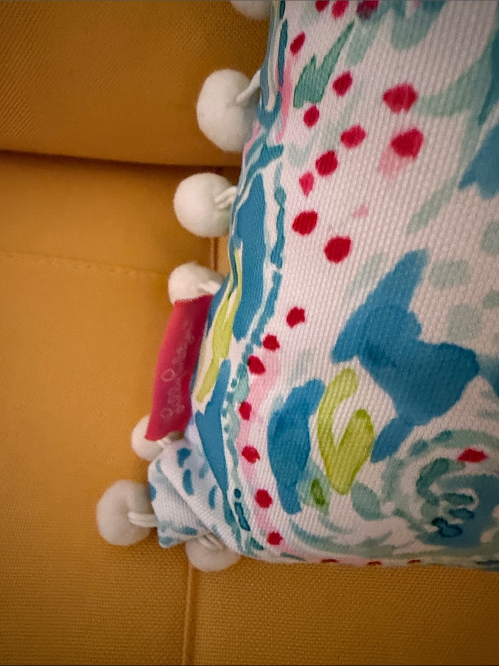 Lilly Pulitzer Seaside Seahorse Pillow with Pom Trim - Blue, Pink, Green NWOT - Picture 3 of 7